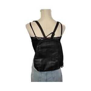 Tignanello Black Pebbled Leather Small Backpack Y2K